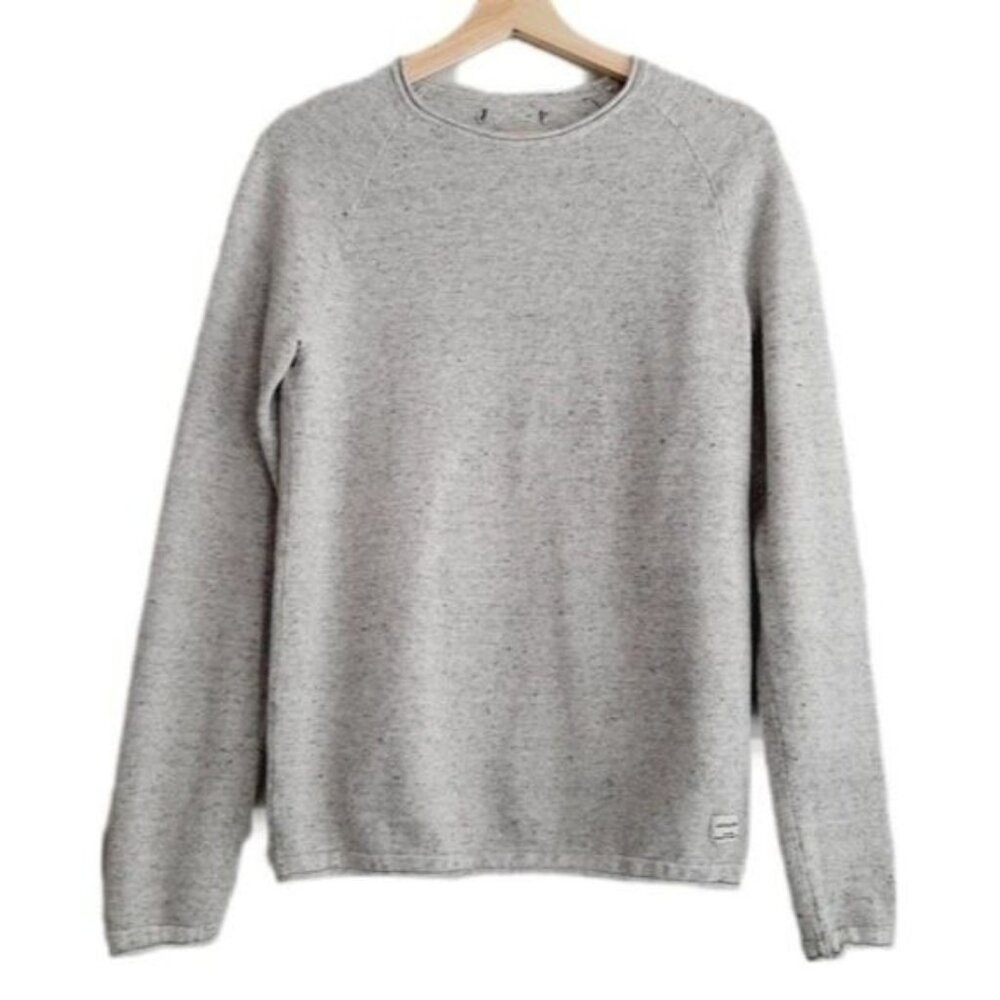 JACK & JONES Hill Knit Crew Sweater Light Grey Sz XS